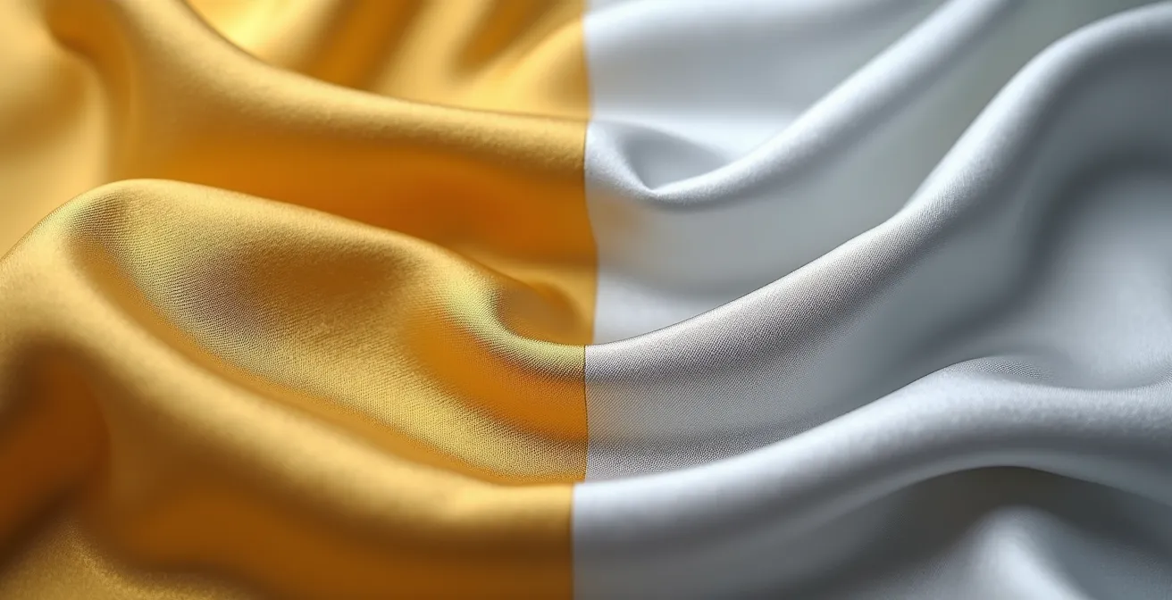 Comparaison de foulards dorés et argentés sous lumière naturelle belge