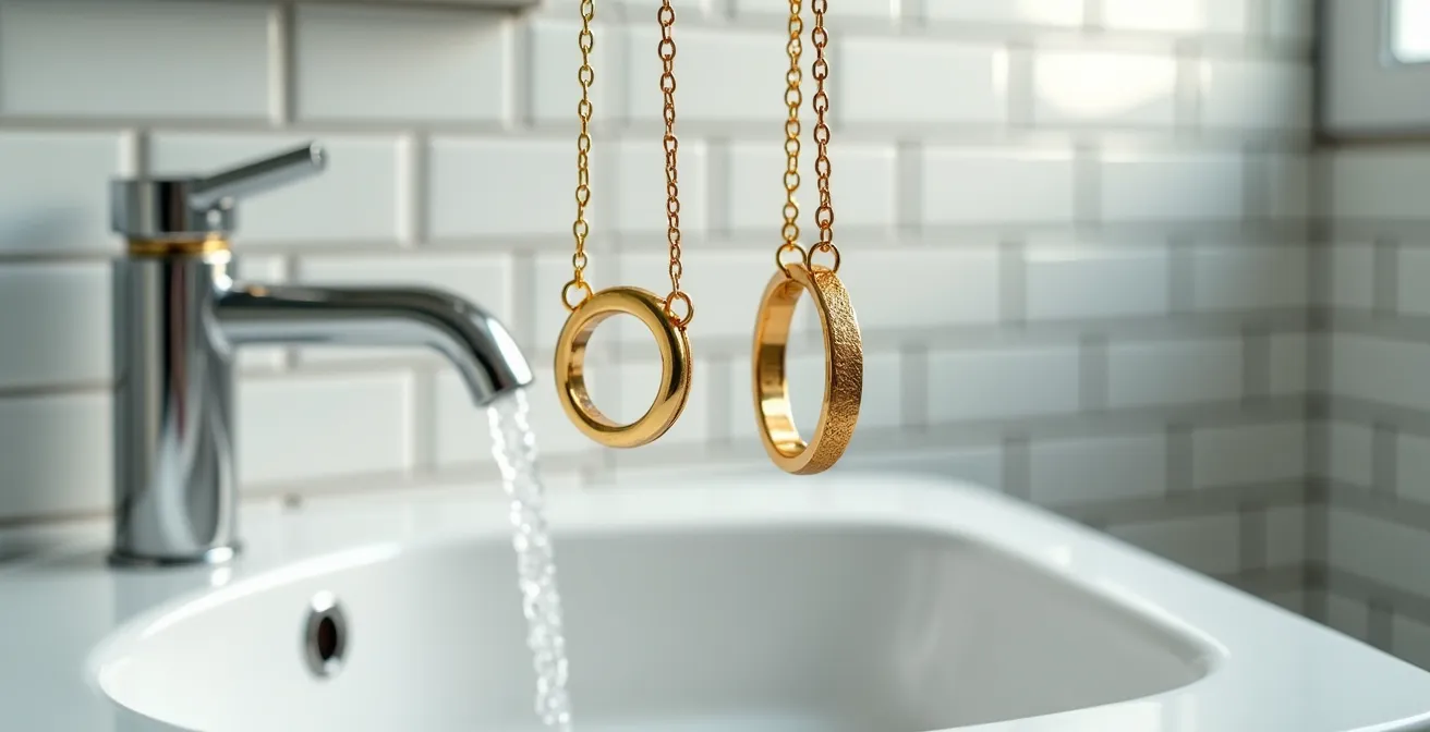 Test de résistance à l'eau entre bijou plaqué or et gold filled après exposition prolongée