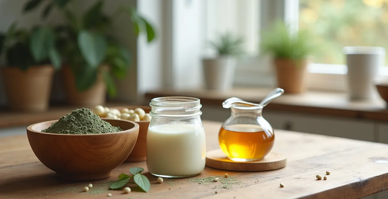 Préparation d'un masque capillaire avec argile et yaourt bio belge