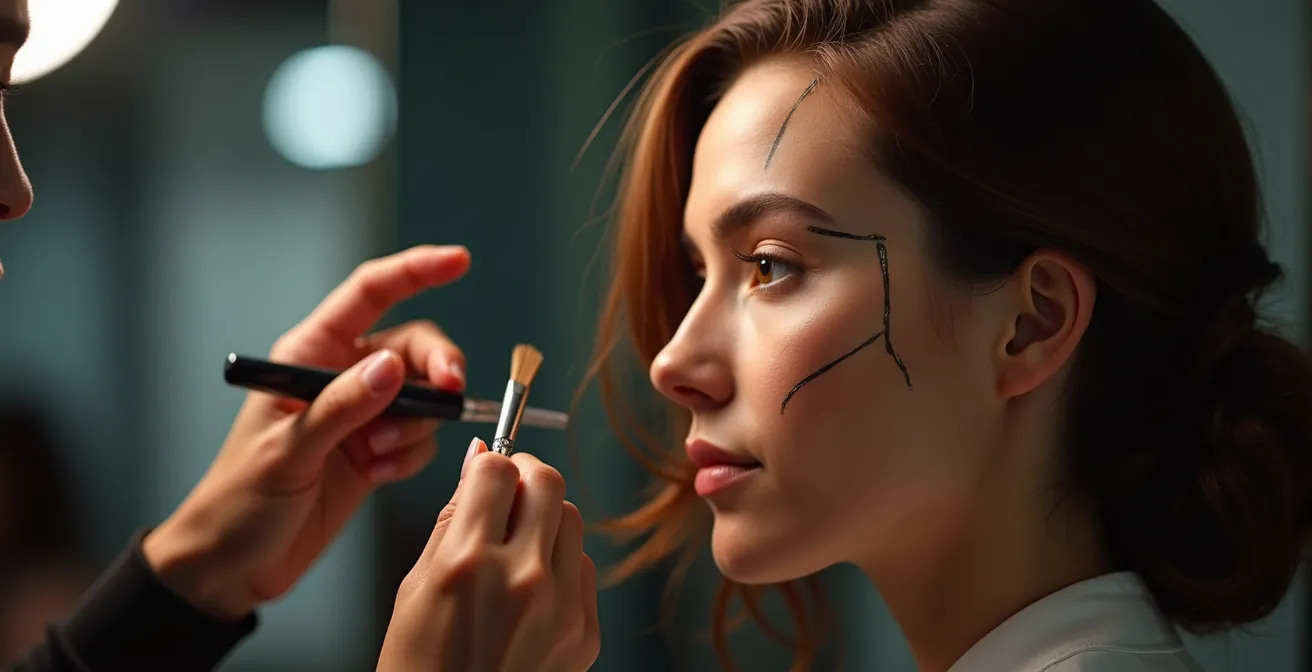 Démonstration de la technique du hair contouring sur une femme de 45 ans, mèches claires et foncées stratégiquement placées